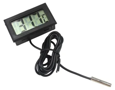 Digitales LCD Thermometer mit externer Sonde, -50~+110°C, Schwarz