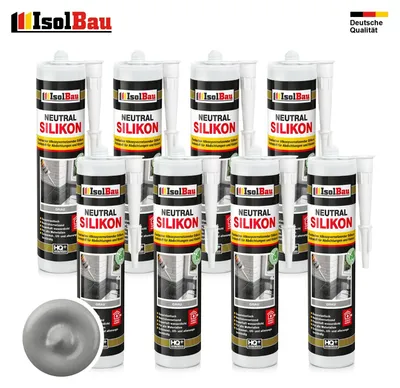 Isolbau Neutralsilikon 8 x 300 ml Grau Natursteinsilikon Dichtstoff Fugen wasserdicht