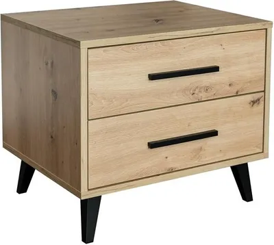 Produktbild von BETTSO Skandinavischer Nachttisch mit Schubladen Schwarze Griffe COSTARICA  Artisan Oak