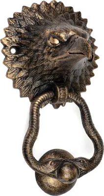 Produktbild von Antiker Türklopfer Adlerkopf aus massivem Gusseisen – Rustikale Wanddekoration im Vintage-Stil – Dekorativer Haustürklopfer für Innen- und Außenbereich, Bronze-Look