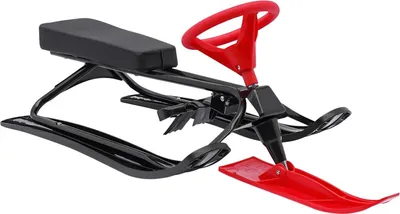 Produktbild von Snow Racer Schlitten - Lenkschlitten mit Lenkrad - Für Kinder 3–15 Jahre - Belastbar bis 100 kg - Für Schnee und Eis - Rot