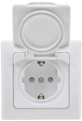 Image de ChiliTec DELPHI Prise de courant de sécurité IP44 250V AC / 16A, cadre inclus, UP, blanc