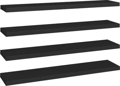 Zdjęcie produktu dla Półki ścienne, 4 szt., czarne, 120x23,5x3,8 cm, MDF