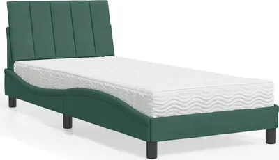 Image de vidaXL Lit avec matelas "Hanko" vert foncé 80x200 cm velours