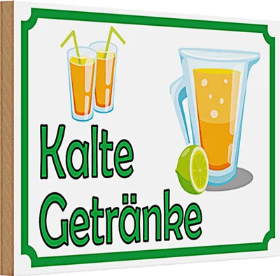 Produktbild von Holzschild Hinweis 30x20cm kalte Getränke Verkauf