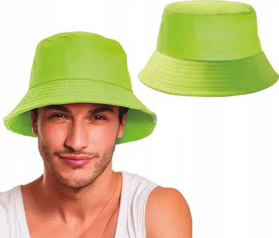 Productafbeelding van Retro carnavalshoed uit de jaren 90, neon groen, lichtgevend groen, feestaccessoire, vissershoed, kleur: groen