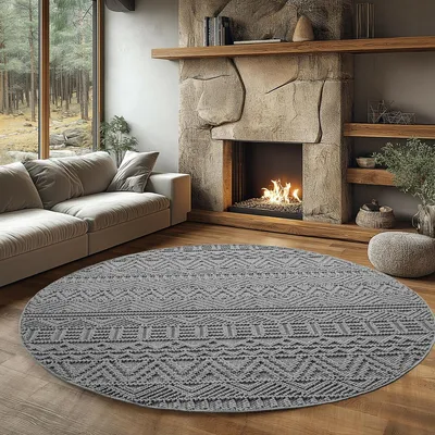 Image de Ayyildiz | Tapis moderne Helix - 200 cm x 200 cm - Gris - Doux, Durable, Style Boho