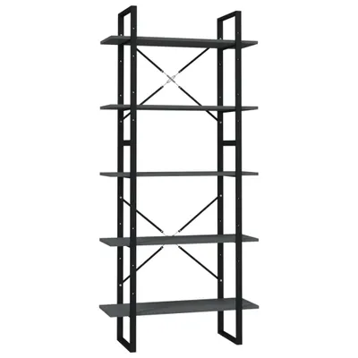 Obrázek produktu pro vidaXL Regál na knihy 5 přihrádek šedý 80x30x175 cm výrobek ze dřeva
