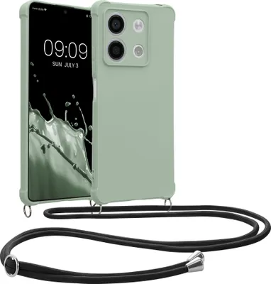Produktbild von kwmobile Necklace Case kompatibel mit Xiaomi Redmi Note 13 5G Hülle - Cover mit Kordel zum Umhängen - Silikon Schutzhülle Graugrün