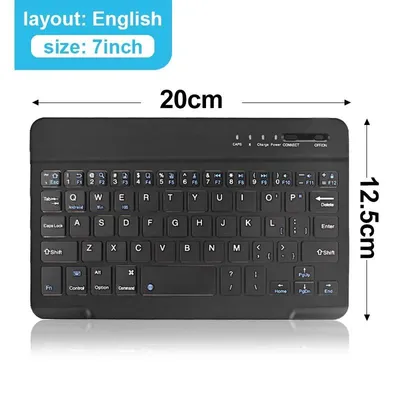 Produktbild von Mini Bluetooth Tastatur wiederaufladbar, für Laptop, Tablet, Smartphone, iOS, Android, Windows – 7 Zoll