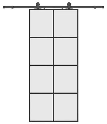 Obrázok produktu pre vidaXL Posuvné dvere s kovaním čierne 90x205 cm ESG sklo