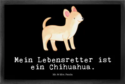 Produktbild von Mr. & Mrs. Panda Fussmatte Chihuahua Lebensretter 50 x 75 cm - Schwarz - Geschenk, Türvorleger, Gummimatte, fußmatte, Schmutzmatte, Schmutzfangmatte