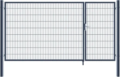 Produktbild von HOME DELUXE - Doppelflügel Gartentor ADITUS - Anthrazit, 180 x 350 cm - inkl. Griff, Schloss, Schlüsseln und Bodenverriegelung I Gartenpforte Einfahrtstor Hoftür