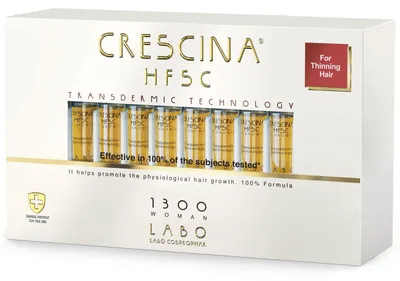 Immagine prodotto di Labo, Crescina, Transdermic HFSC 1300, For Growth Stimulation, Ampoules Treatment Serum, 3.5 ml
