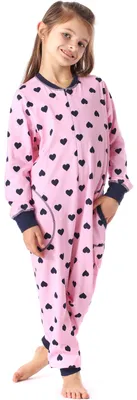 Image de Pyjama-combinaison pour fille Merry Style MS10-186 (cœurs roses et bleu marine, 122-128)