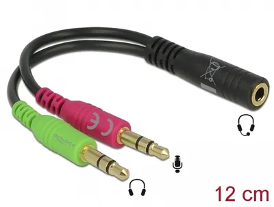Productafbeelding van Adapterkabel voor headset, 4-polige 3,5 mm jack naar 2x 3,5 mm stereo jack