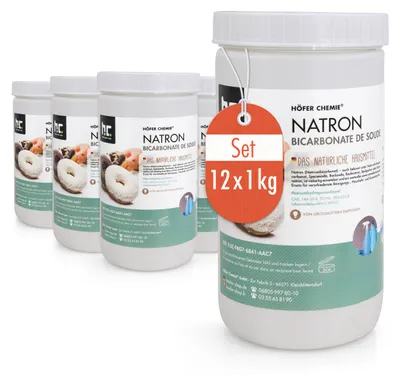 Produktbild von 12x 1 kg Natron Backsoda Natriumhydrogencarbonat in Lebensmittelqualität