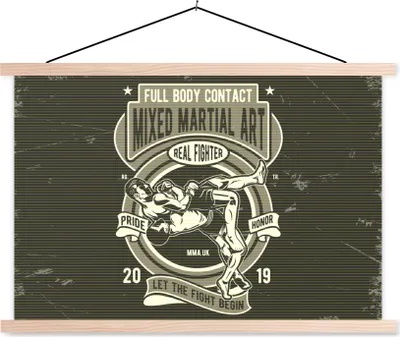 Produktbild von MuchoWow® Textilposter Mancave - Sport - Kampfsport - Vintage 120x80 cm mit holzfarbenen Rahmen - Aufhängeset
