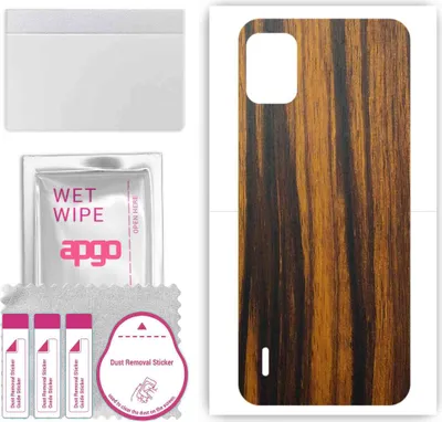 Produktbild von apgo Rückseite Schutzfolie, Skin, kompatibel mit Nokia C12, Hinten Displayschutzfolie aus Vinylfolie, kratzfest, einfache Montage - Tigerwood