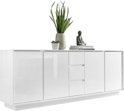 Immagine prodotto di Buffet 4 ante e 3 cassetti, collezione CREAM, colore bianco lucido laccato.
