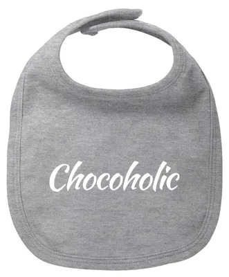 Produktbild von Huuraa Baby Lätzchen Chocoholic Schriftzug Heather Grey Klettverschluss Baumwolle Latz Geschenkidee