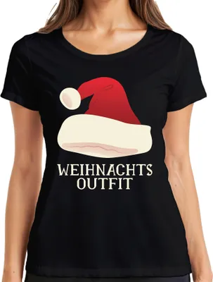 Produktbild von Weihnachtsoutfit Weihnachtsmütze - Weihnachten Weihnachtsgeschenk Christmas Damen T-Shirt, Schwarz, M