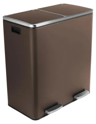 Produktbild von Metall-Mülleimer Doppelkammer braun