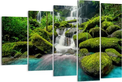 Produktbild von Bild auf Leinwand - Leinwandbild - Park Wasserfall Wasser - 150x100cm - Wand Bild - Wanddeko - Leinwanddruck - Bilder - Kunstdruck - Wanddekoration - Leinwand bilder - Wandkunst - EG150x100-3754