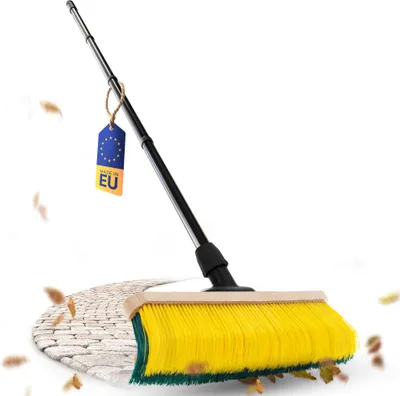 Produktbild von Novaliv Krallenbesen mit Stiel 60cm, Spezialbesen gebogenen Borsten Borsten -Ideal als Gartenbesen, Kratzbesen, Kunstrasen Besen, Optimal für Camping, Straßenbesen