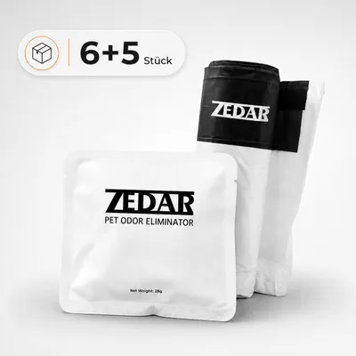 Produktbild von Zedar K1200 Geruchsvernichter und Katzentoilettenbeutel Set - 6 Stück Duftpods - 5 Rollen - für Katzenstreu - Katzentoilette - Katzenklo