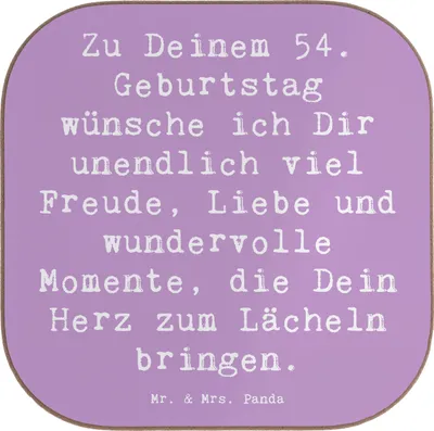 Produktbild von Mr. & Mrs. Panda Tassen Untersetzer Spruch 54. Geburtstag Freude - Lavendeltraum - Geschenk, liebevolle Erinnerungen, Tischuntersetzer, Gläser, Kaffeeuntersetzer, Glas