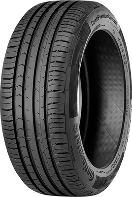 A close-up studio shot of a black Continental tire.