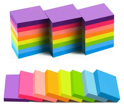 Produktbild von 24 Packung Farbige Haftnotizen 51 x 38 mm, Selbstklebende Klebezettel, Helle Haftnotizzettel Bunte Rechteckig Sticky Notes für Büro Zuhause Schule Sitzung, 75 Blätter/Block