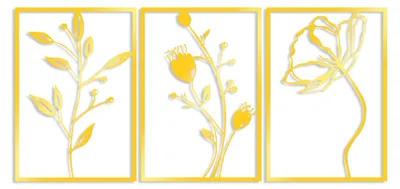 Goldenes Metall-Wandaccessoire 3er-Set, 49x70 cm, modern