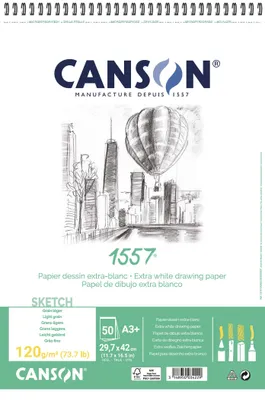 Immagine prodotto di CANSONC31412A002 Blocco carta da disegno CANSON 1557, DIN A3+, 120 g/m², 50 fogli