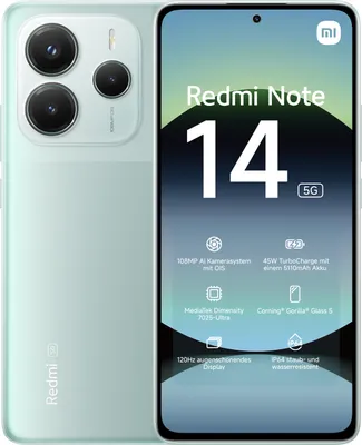 Produktbild von Xiaomi Redmi Note 14 5G 16,9 cm (6.67") Hybride Dual-SIM USB Typ-C 8 GB 256 GB 5110 mAh Grün