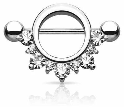 Produktbild von Brustwarzenpiercing Schild Nippelpiercing mit Zirkonia Kristallen Clear