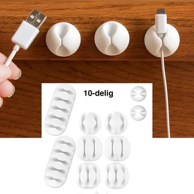 Produktbild von Kabelhalter – Kabelhalter-Set – Kabelhalter – Kabel-Organizer – Kabel-Organizer – 10-teilig – Weiß – Kabel-Set