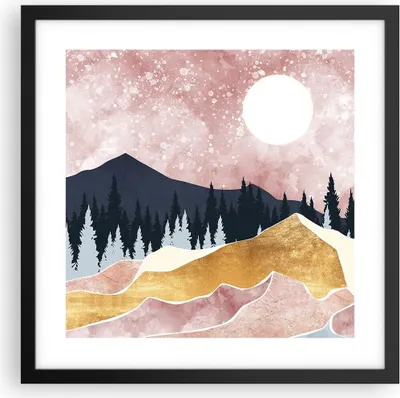 Produktbild von Gerahmtes Poster - Schwarzer Rahmen - Grafik Modern Landschaft - 40x40 cm - Wand Bild - Wanddeko - Wandbilder - Kunstposter - Wandposter - Bilderrahmen - Bilder - Kunstdruck - P2BAC40x40-4832