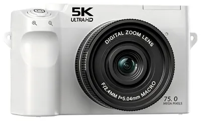 Productafbeelding van ZELURXX Digitale camera met dubbele lens, WiFi, inklapbare flitser en verschillende opnamemodi, geschikt voor reizen en dagelijks gebruik, wit