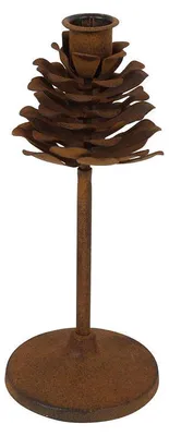Image de Countryfield Bougeoir Pomme de pin Décoration rouille 22,5 cm