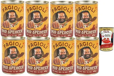 Produktbild von Bud Power Italian Gourmet Bundle 8x Bud Spencer Bohnen Tex Mex 400g + Italian Gourmet Polpa Gratis – Würzige schwarze Bohnen nach Tex-Mex-Art, Fertiggericht mit Bohnen, Western Style Beans, Proteinquelle