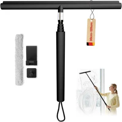 Productafbeelding van Famanu uitschuifbare vloerwisser, 30-120 cm, douche- en raamwisser met lange steel, zwart