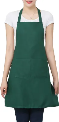 Produktbild von Unisex-Schürze, langlebige Arbeitsschürze mit Taschen, verstellbaren Trägern, Kochschürze für Grill, Restaurant, Bar, Café