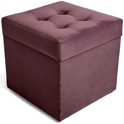 Obrázok produktu pre MG Design, taburetka, fialová, 45x45 cm - s úložným priestorom 50 litrov, nosnosť do 300 kg, jemná a lesklá, ľahko sa udržiava, vhodná do obývačky a predsiene