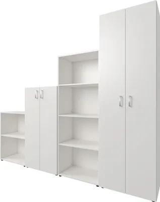 Produktbild von Multi-Kombi Regalkombi Schrankkombi Bürokombi Kombischrank Treppe "Trio 2345" Weiß