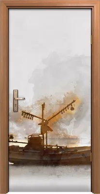 Produktbild von Türposter 90x200 cm Türaufkleber Türtapete Türfolie Klebefolie Kunst Bild Boot Meer Malerei Schiff