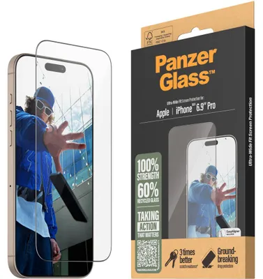 Produktbild von PanzerGlass ® Displayschutz iPhone 16 Pro Max | Ultra-Wide Fit, Apple, Apple - iPhone 16 Pro Max, Trockene Anwendung, Kratzresistent, Schockresistent, Transparent, 1 Stück(e)