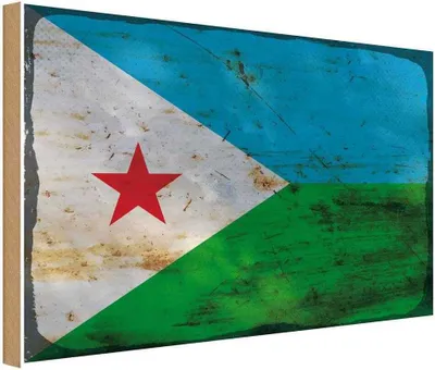Produktbild von vianmo Holzschild 30x40 cm Dschibuti Djibouti Flagge Fahne Wappen