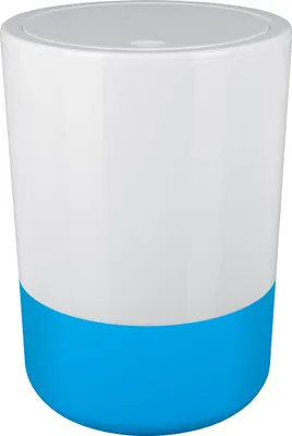 Produktbild von Spirella Design Kosmetikeimer "Moji" Bad Treteimer Schwingdeckeleimer Abfallbehälter mit Schwingdeckel 5 Liter mit Silikonboden Weiß/Blau